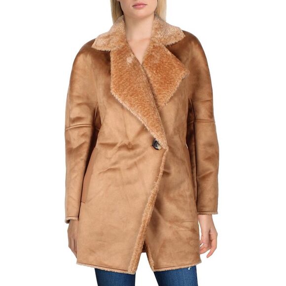 Calvin Klein Jackets & Blazers - Calvin Klein Womens Tan Midi Warm Cold Weather Faux Fur Coat Outerwear NWOT